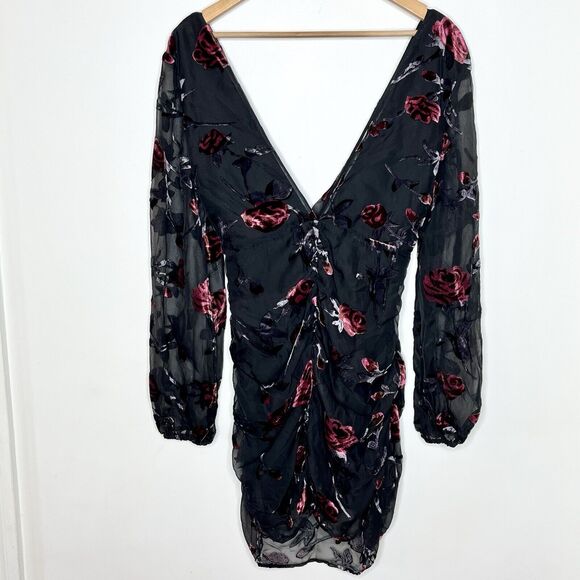 Majorelle Floral Velvet Burnout Mini Dress Womens XL Whimsigoth Witchy - Picture 10 of 12